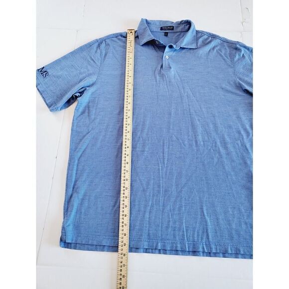 Peter Millar Shirt Mens XL Blue Striped Golf Polo Logo Crown Crafted Wool Nylon - Picture 2 of 9
